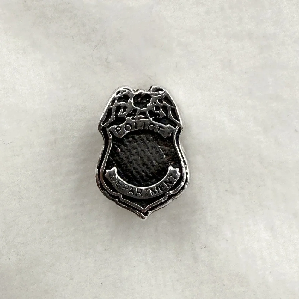 Police Department Officer Charm For Bracelet .925 Sterling Silver Made In Italy